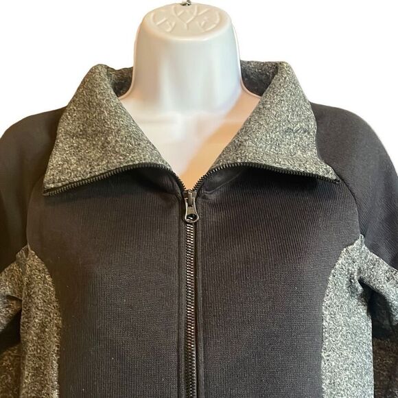 Columbia Black Gray Full Zip Raglan Long Sleeve Fleece Jacket Small Gorpcore - Picture 3 of 8